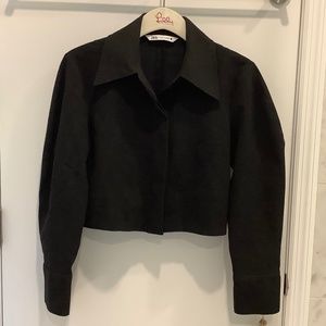 Zara dark gray flannel like cropped jacket Medium